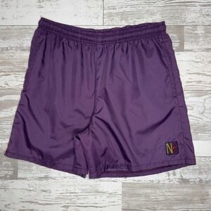 Vintage Nike Shorts Mens M Purple Athletic Running Track Elastic Waist N Patch